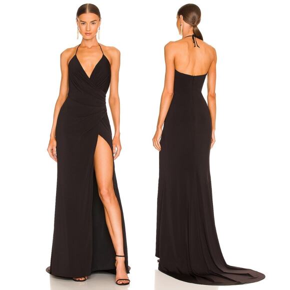 Katie May Jupiter Gown Halter Neck Ruched Formal Party Mob Wife Classy Black M - Picture 1 of 9